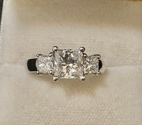 Tiffany & Co. Style Platinum 3-stone Princess Diamond Engagement Ring - $60K Appraisal Value w/CoA} APR57