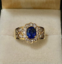 1930's Antique 18K Yellow Gold Sapphire & Diamond Ring - $20K Appraisal Value w/CoA} APR57