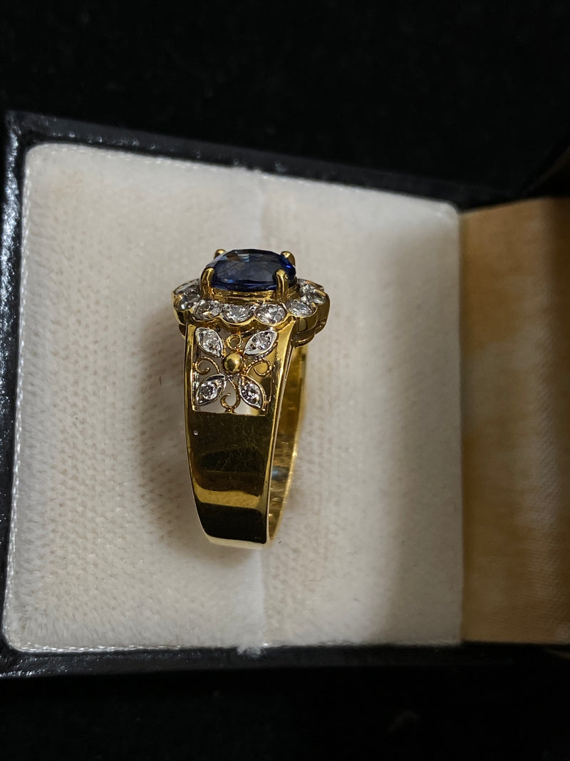 1930's Antique 18K Yellow Gold Sapphire & Diamond Ring - $20K Appraisal Value w/CoA} APR57
