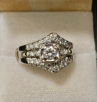 1920s Antique Solid White Gold 23-Diamond Soldering Wedding Engagement Ring Set - $15K Appraisal Value w/CoA} APR57