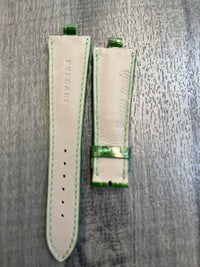 Bvlgari Diagono Green Shinny Padded Crocodile Watch Strap -$1k VALUE w/ CoA! APR57