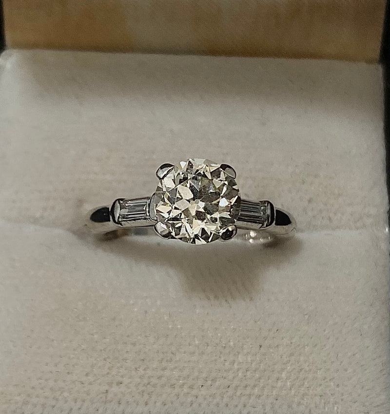 Unique Solid White Gold Old Mine Diamond Expandable Ring - $35K Appraisal Value w/CoA} APR57