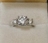 Unique Platinum 3-Diamonds Engagement Ring - $60K Appraisal Value w/CoA} APR57