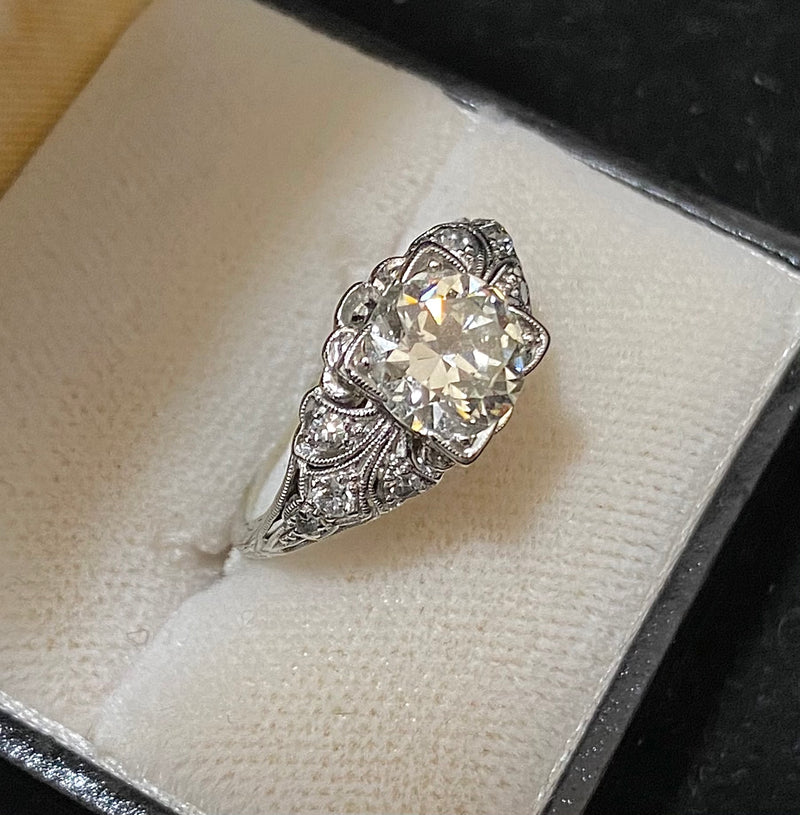 1920s Antique Platinum 9-Diamond Filigree Ring - $40K Appraisal Value w/CoA} APR57