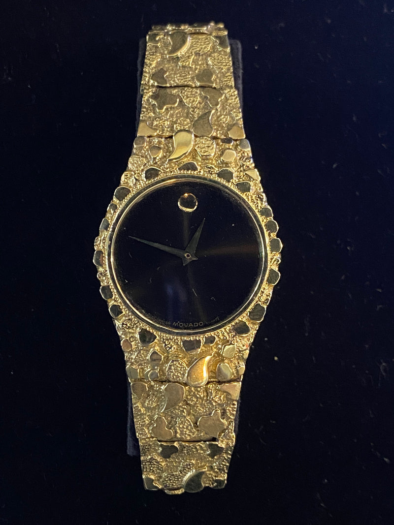 MOVADO CUSTOM NUGGET MUSEUM SERIES MEN’S WATCH! SOLID YELLOW-GOLD! WITH MOVADO SIGNATURE SAPPHIRE! - $13K APR w/CoA!| APR 57