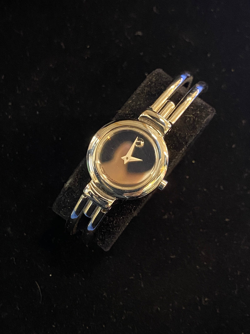 MOVADO LADIES MUSEUM SERIES STAINLESS STEEL BANGLE WRISTWATCH! WITH SIGNATURE MOVADO SAPPHIRE! - $4K APR w/CoA!| APR 57