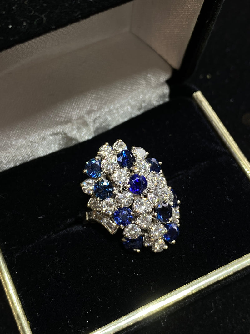 Designer 18KYG / Platinum with 28 Diamonds & 10 Sapphires ring - $40K Appraisal Value w/ CoA! } APR 57