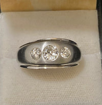 Unique SWG 3-Diamond Flush-set Band Ring - $13K Appraisal Value w/CoA} APR57