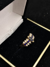 1940's Antique Designer Solid Yellow Gold Sapphire & Diamond Ring - $7K Appraisal Value w/ CoA! APR 57