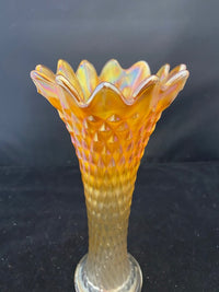 Antique C. 1940s Northwood Iridescent Carnival Marigold Glass Vase - $1.5K APR Value w/ CoA! APR57