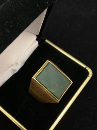 Beautiful Solid Yellow Gold 5Ct. Blood Stone Signet Ring - $5K Appraisal Value w/ CoA! APR 57