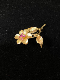 Very intricate Design SYG 5 Rubies Blooming Flower Brooch/Pin w $8K COA !!} APR 57