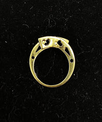 Unique 18K Yellow Gold Trump-Card-Shaped 20-Diamond Double Ring - $6K Appraisal Value w/ CoA! APR 57