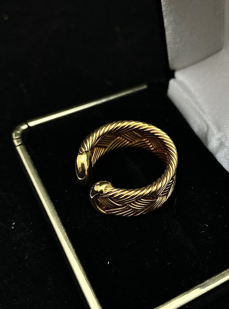 HERMÈS 18K Yellow Gold Unique Textured Open Ring - $6K Appraisal Value w/ CoA! APR 57