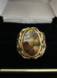 Designer Solid Yellow Gold 10 Ct. Fire Agate Signet Ring - $8K Appraisal Value w/ CoA! APR 57