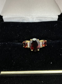 Designer Solid Yellow Gold Garnet & Diamond Ring - $4K Appraisal Value w/ CoA! APR 57