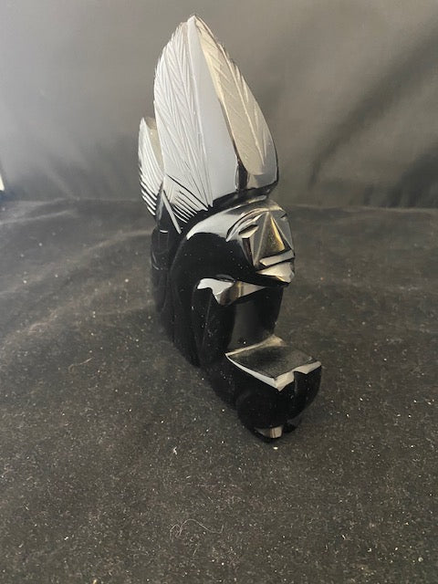 Black Glass Tribal Statue Piece - $1K APR Value w/ CoA! APR57