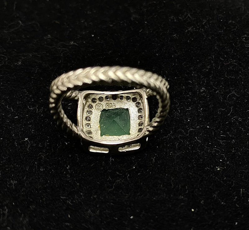 David Yurman Style Sterling Silver Ring with 5 Ct. Jade & 26-Diamond Ring - $6K Appraisal Value w/ CoA! APR 57