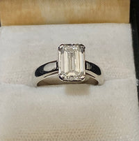 Solid White Gold 3.5+ Ct. Emerald-cut Diamond Engagement Ring - $80K Appraisal Value w/CoA} APR57