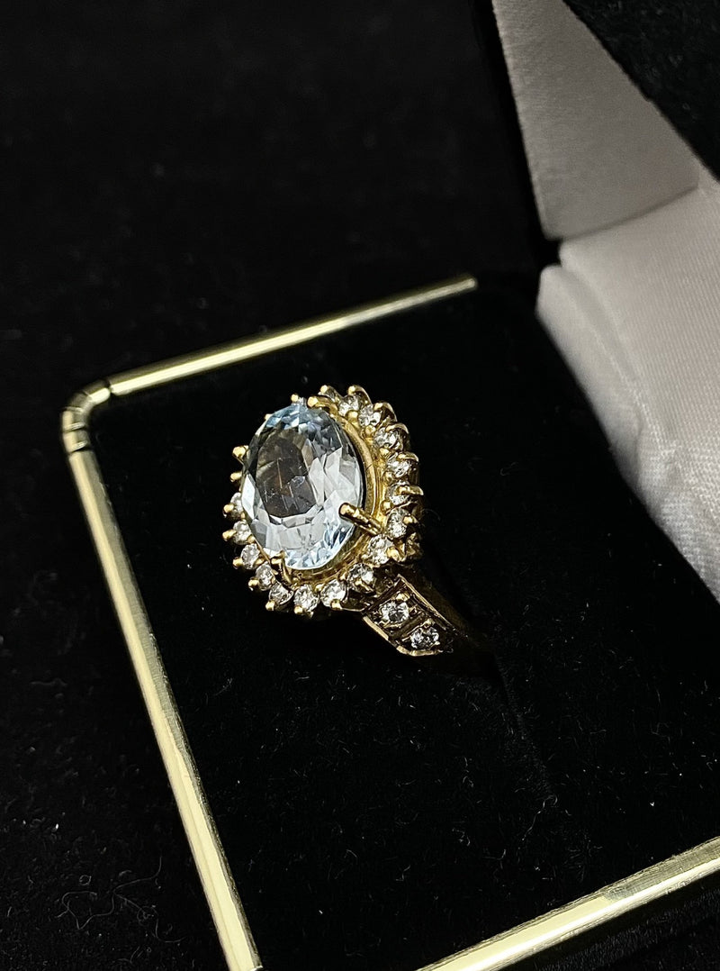 Amazing 6 Ct. Aquamarine Ring with 24-Diamonds! - $25K Appraisal Value w/ CoA! APR 57
