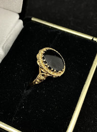 Beautiful Designer Solid Yellow Gold 3 Ct. Black Onyx Ring - $4K Appraisal Value w/ CoA! APR 57
