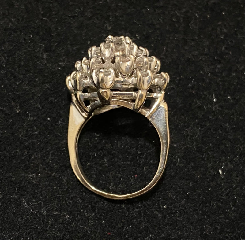 18K White Gold Vintage Geometic Filigree Ring with Diamond Center Engagement  Ring Wedding Ring - Timekeepersclayton