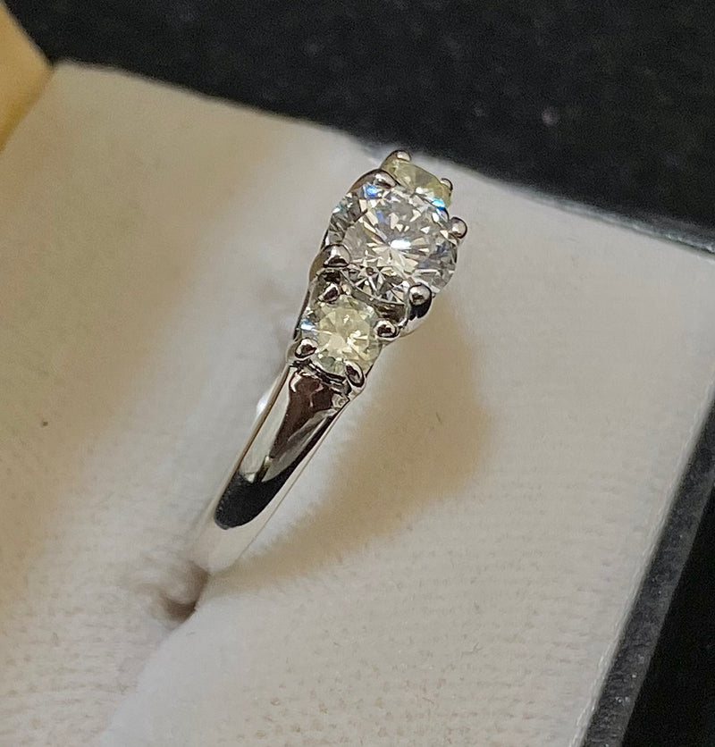 Incredible 18K White Gold 3-Stone Diamond Engagement Ring - $30K Appraisal Value w/CoA} APR57