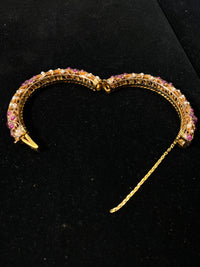 1940's Solid Yellow Gold Bangle Bracelet w/ 67 Pearls & 61 Rubies -$30K Appraisal Value w/ CoA } APR 57