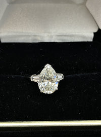 Elegant 3.40 Ct. Pear-Shape 3-Stone Platinum Engagement Ring - $100K Appraisal Value w/ CoA! APR 57