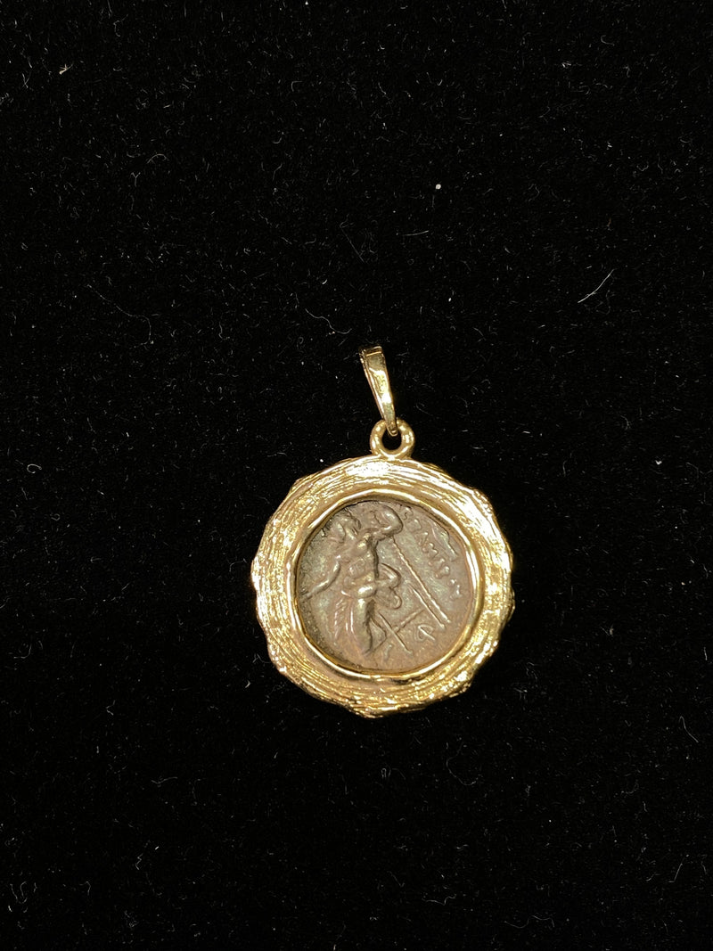 Very Rare Ancient Greek Tetradrachm Coin Pendant w/ Solid Yellow Gold - $6K Appraisal Value w/ CoA! }✓ APR 57