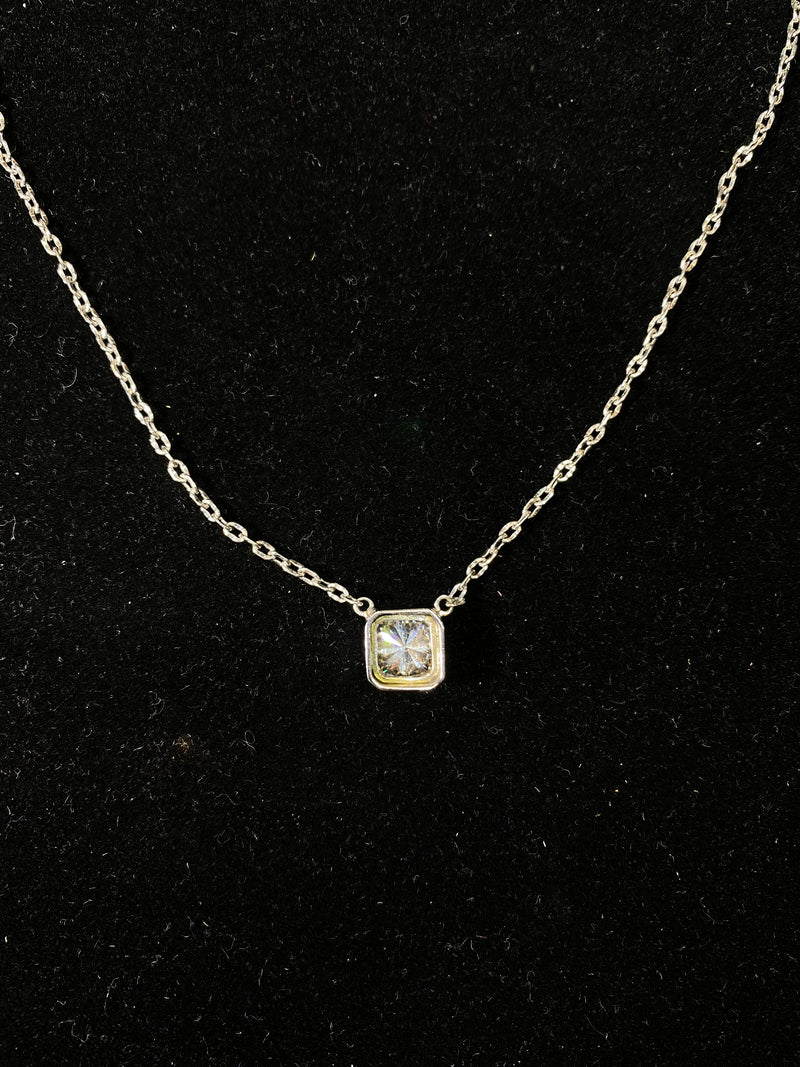 Contemporary Italian Design 2ct. Moissanite & Solid White Gold Pendant Necklace - $40K Appraisal Value w/ CoA! }✓ APR 57