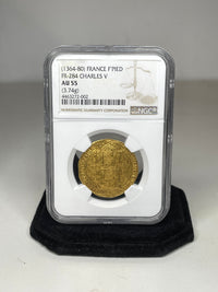 NGC AU55, France F'Pied(1364-80) Gold Coin FR-284 Charles V - w/ $6,000 APR of CoA! APR 57