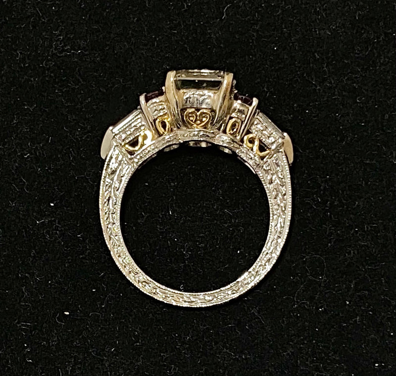 Unique Platinum/18K Yellow Gold Filigree Diamond & Ruby Ring - $70K Appraisal Value w/CoA} APR57