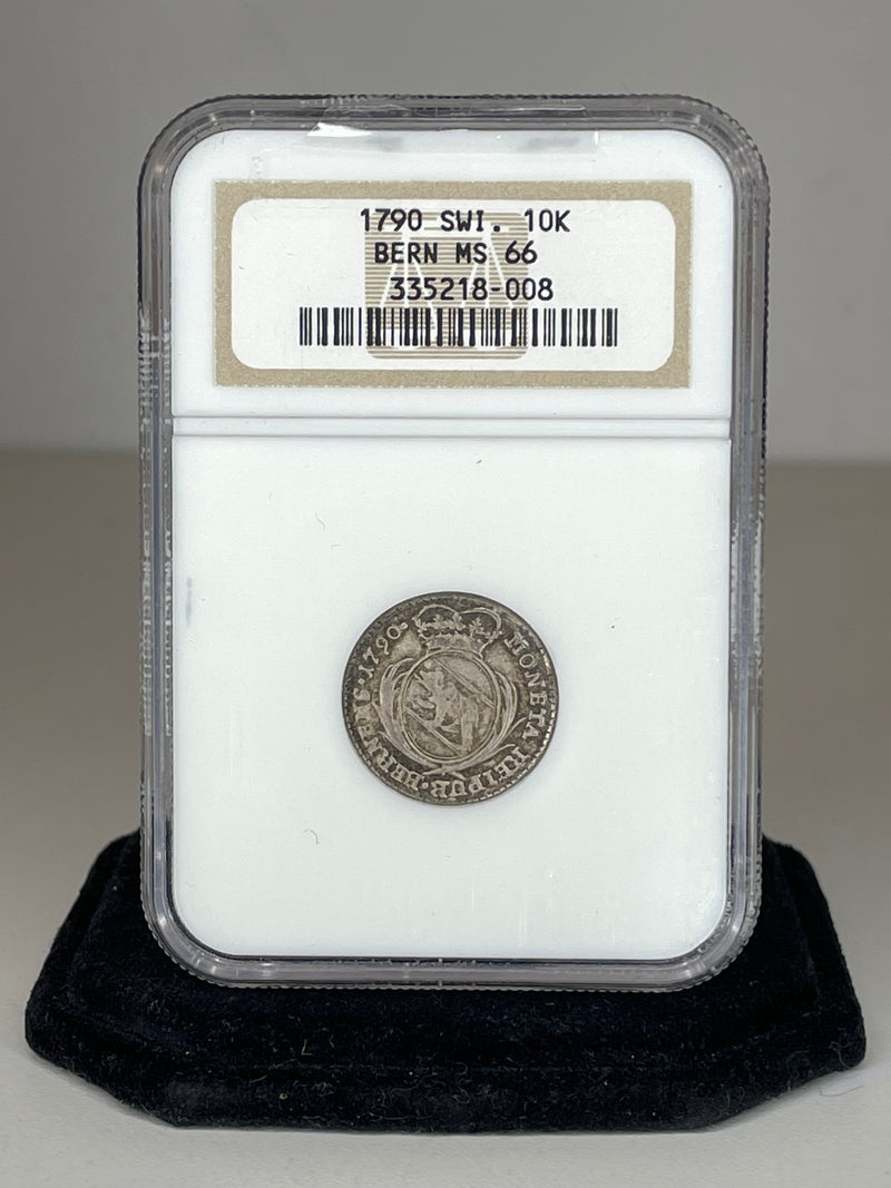 Switzerland 1790 Bern. City 10 Kreuzer coin, NGC MS-66-w/$1,500 APR of CoA! APR 57