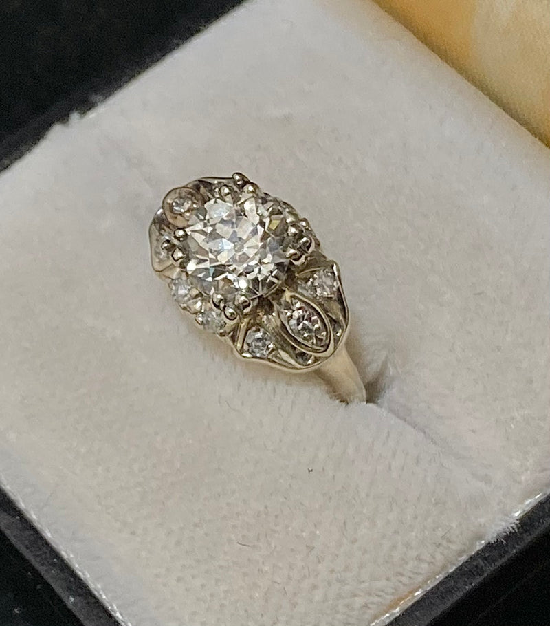 Unique Designer Solid White Gold 11-Old Mine Diamond Ring - $35K Appraisal Value w/CoA} APR57