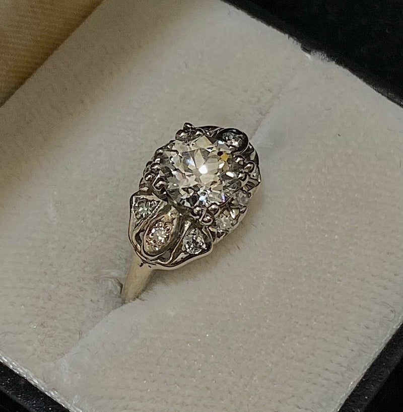 Unique Designer Solid White Gold 11-Old Mine Diamond Ring - $35K Appraisal Value w/CoA} APR57