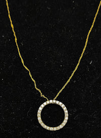 Designer Solid Yellow Gold Circle Pendant Necklace with 26-Diamonds! - $2K Appraisal Value w/ CoA! APR 57