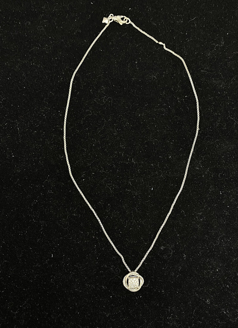 DAVID YURMAN Sterling Silver Pendant Necklace with 17 Diamonds - $7K Appraisal Value w/ CoA! APR 57