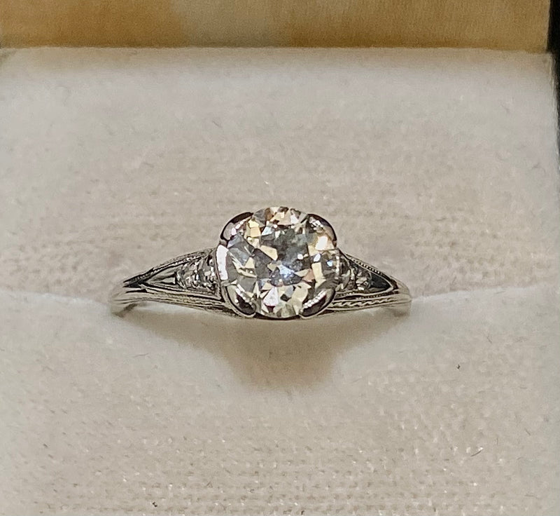 1920's Antique Filigree Platinum & Old Mine Diamond Ring - $30K Appraisal Value w/CoA} APR57