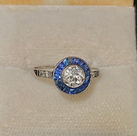 Antique Filigree Platinum Old Mine Diamond & Sapphire Ring - $20K Appraisal Value w/CoA} APR57
