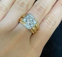 Handmade Solid Yellow/White Gold 12-Diamond Ring - $6K Appraisal Value w/CoA} APR57