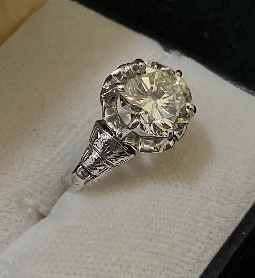1920s Antique 18K White Gold 2.75 Ct. Diamond Ring - $80K Appraisal Va