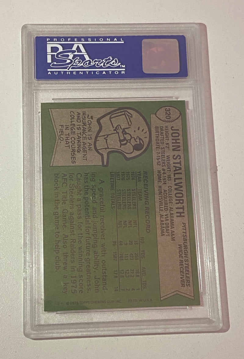 John Stallworth #320, 1978 Topps PSA 8 (NM-MT) Trading Card - $300 APR Value w/ CoA! APR 57