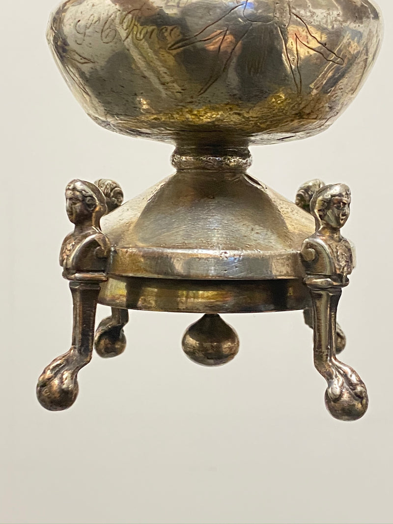 Rare 1870s Silver Plated Holy Water Vessel with Bell -w/CoA- & $10K APR Value!!+ APR 57