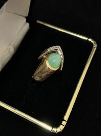 Solid Yellow Gold Star Green Sapphire & Diamond Ring - $4K Appraisal Value w/ CoA!