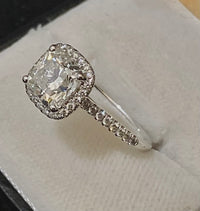 Unique Designer's Solid White Gold with 2+ carats Cushion Diamond & 38 Diamonds Engagement Ring - $45K Appraisal Value w/CoA} APR57