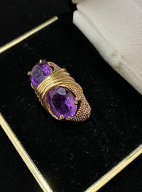 BEAUTIFUL 1940's Antique Design Solid Yellow Gold Amethyst Ring - $8K Appraisal Value w/ CoA! APR 57
