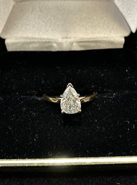 Designer Solid Yellow Gold Pear-Shaped Diamond Engagement Ring - $20K Appraisal Value w/ CoA! APR 57