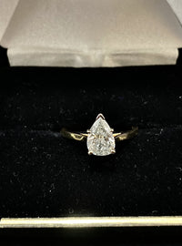 Designer Solid Yellow Gold Pear-Shaped Diamond Engagement Ring - $20K Appraisal Value w/ CoA! APR 57