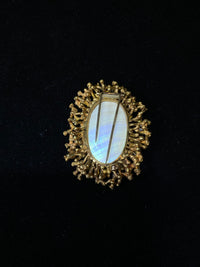 Original Dunay Mabe Pearl Brooch with Diamond and Sapphire in 18K Yellow Gold Appraisal $30K VALUE APR 57